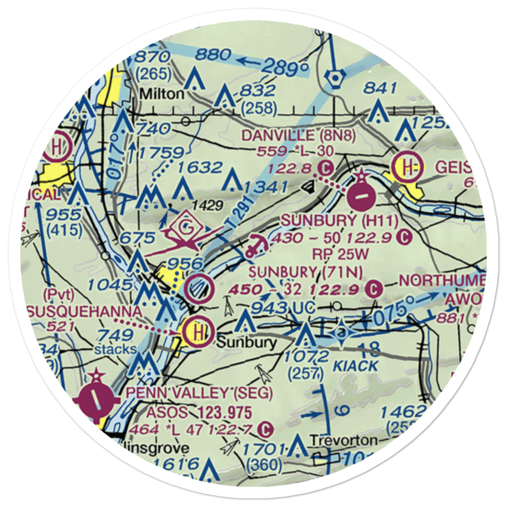 Sunbury Seaplane Base (H11) VFR Sectional Sticker (20 mile) 