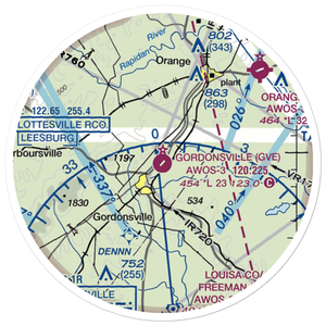 Gordonsville Municipal Airport (GVE) VFR Sectional Sticker (20 mile)