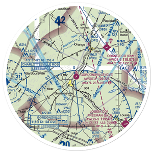 Gordonsville Municipal Airport (GVE) VFR Sectional Sticker (30 mile)
