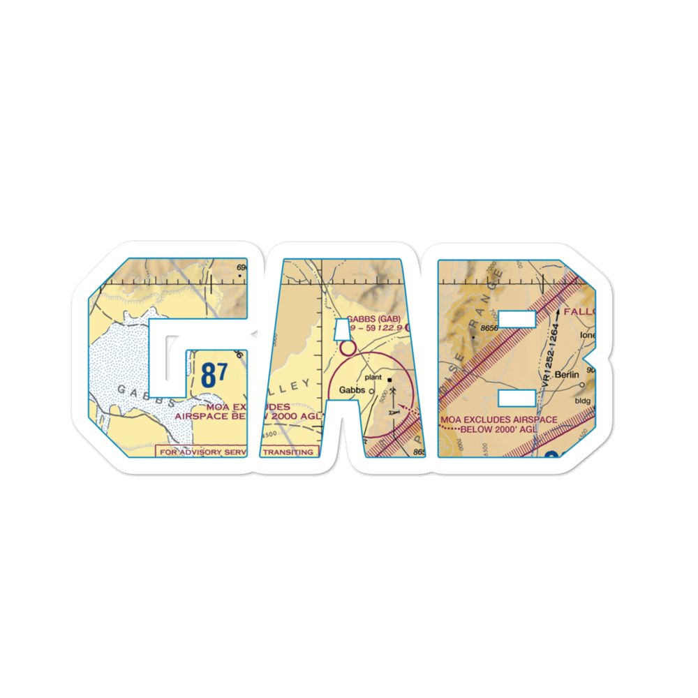 Gabbs Airport (GAB) VFR Sectional Sticker 