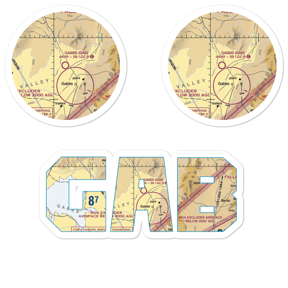Gabbs Airport (GAB) VFR Sectional Sticker Pack 