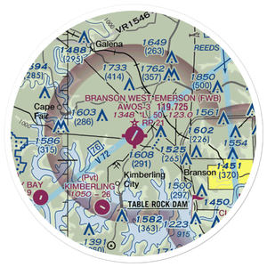 Branson West Airport (FWB) VFR Sectional Sticker (20 mile)