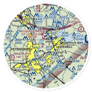 Fort Lee Army Airfield (FLE) VFR Sectional Sticker (20 mile)