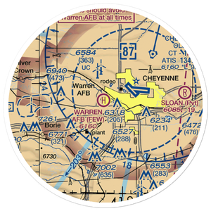 Francis E Warren Air Force Base (FEW) VFR Sectional Sticker (20 mile)