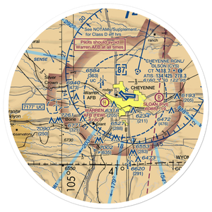 Francis E Warren Air Force Base (FEW) VFR Sectional Sticker (30 mile)