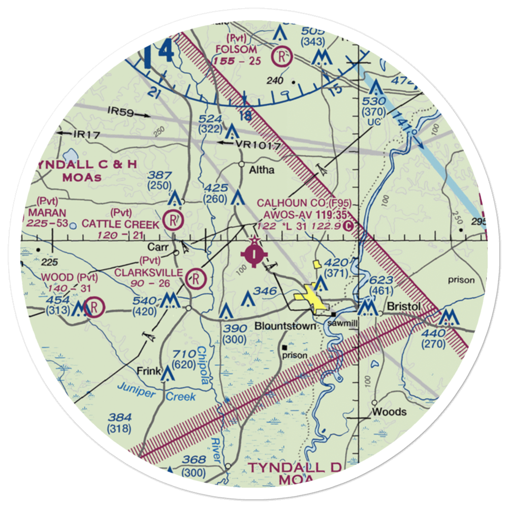Calhoun County Airport (F95) VFR Sectional Sticker (30 mile) 