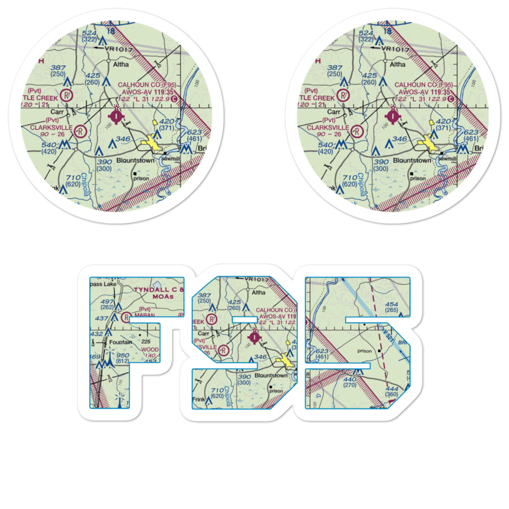 Calhoun County Airport (F95) VFR Sectional Sticker Pack 