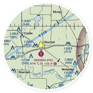 Okemah Flying Field (F81) VFR Sectional Sticker (20 mile)