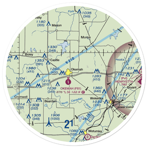 Okemah Flying Field (F81) VFR Sectional Sticker (30 mile)
