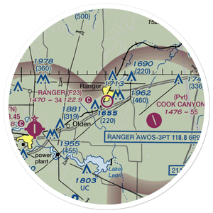 Ranger Municipal Airport (F23) VFR Sectional Sticker (20 mile)