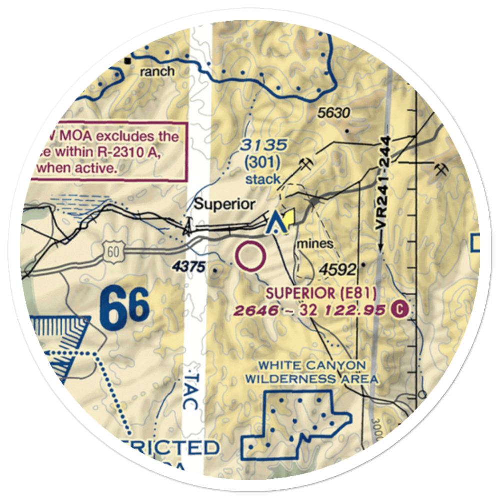 Superior Municipal Airport (E81) VFR Sectional Sticker (20 mile) 