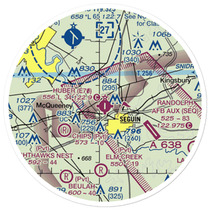 Huber Airpark Civic Club Llc Airport (E70) VFR Sectional Sticker (20 mile)