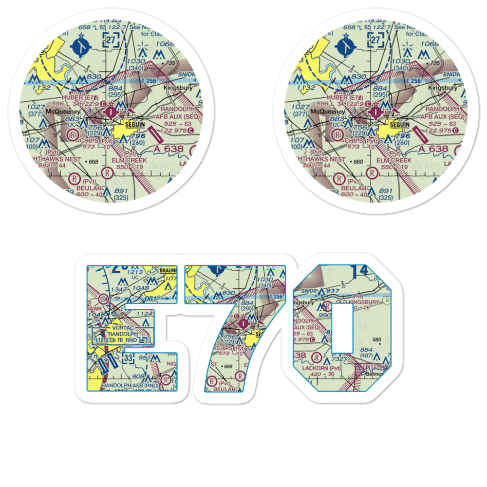 Huber Airpark Civic Club Llc Airport (E70) VFR Sectional Sticker Pack 