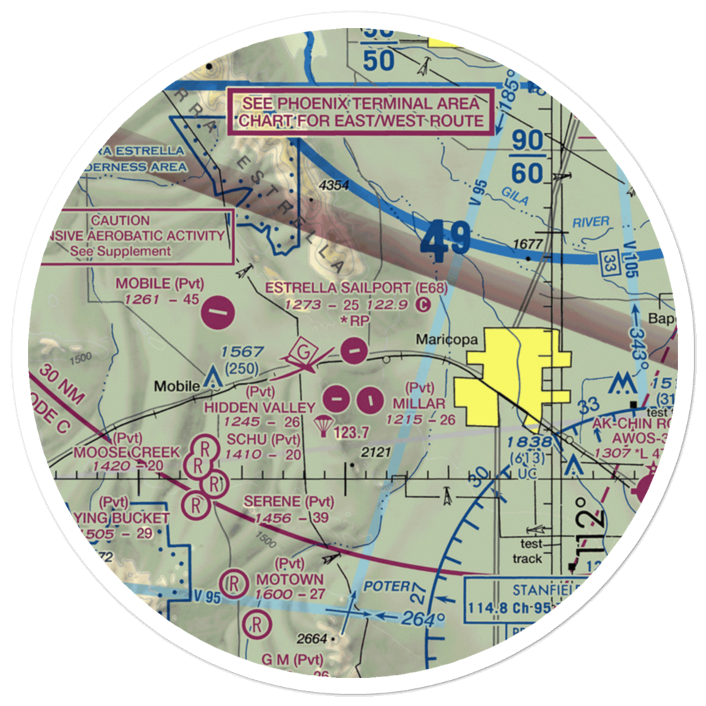 Estrella Sailport Gliderport (E68) VFR Sectional Sticker (30 mile) 