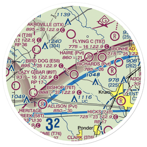 Bird Dog Airfield (E58) VFR Sectional Sticker (20 mile)