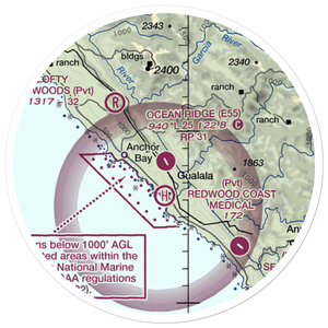 Ocean Ridge Airport (E55) VFR Sectional Sticker (20 mile)