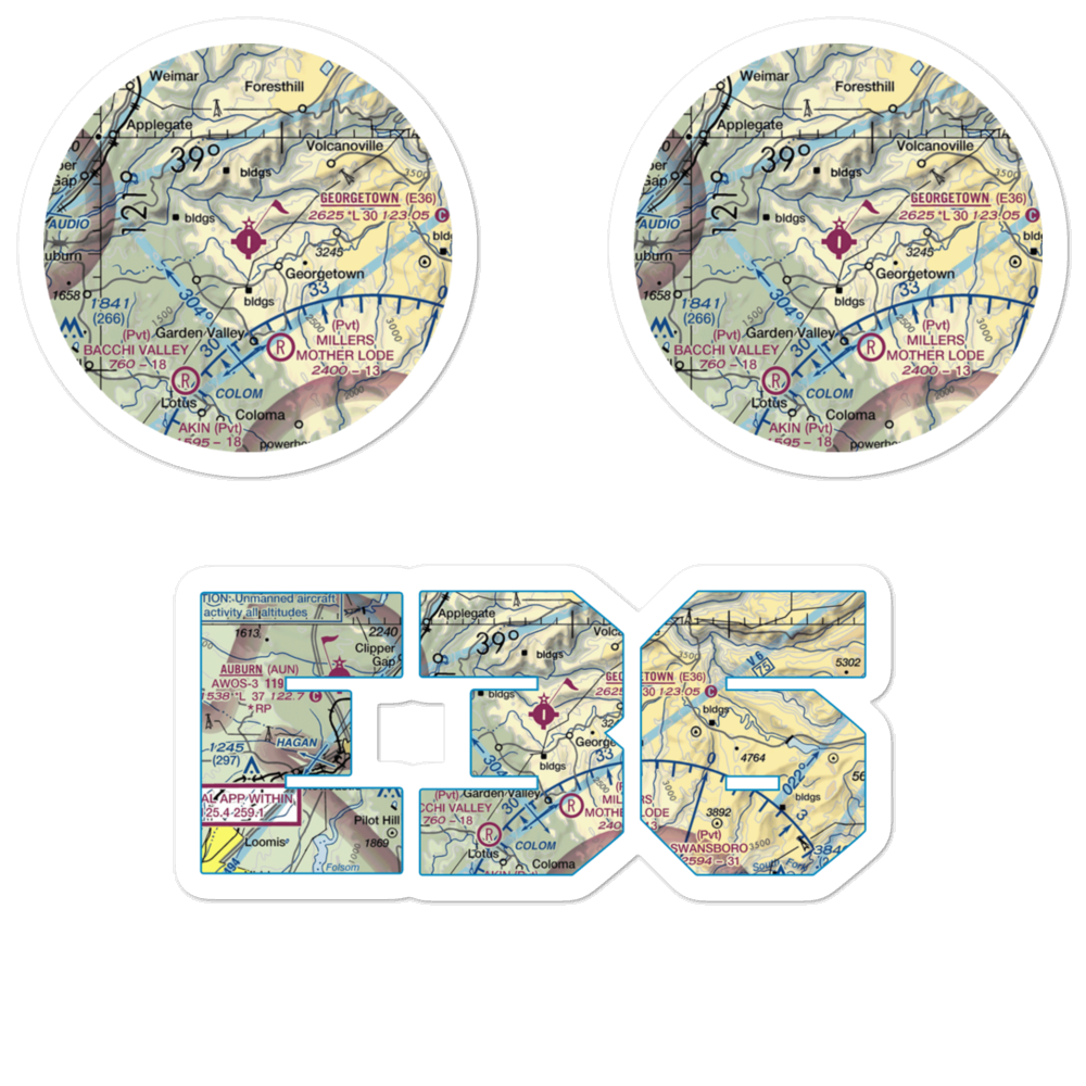 Georgetown Airport (E36) VFR Sectional Sticker Pack 