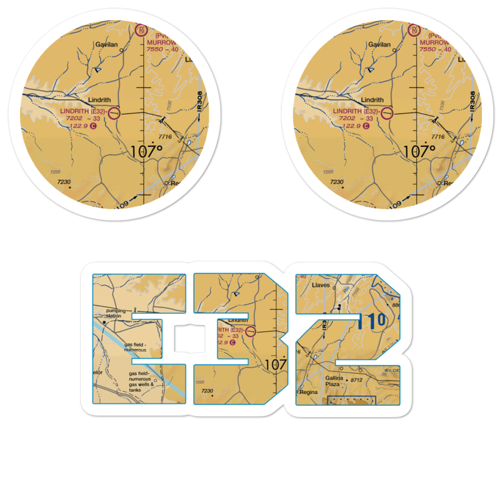 Lindrith Airpark (E32) VFR Sectional Sticker Pack 