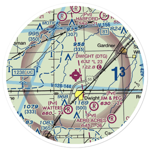 Dwight Airport (DTG) VFR Sectional Sticker (20 mile)