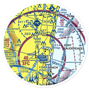 Downtown Fort Lauderdale Heliport (DT1) VFR Sectional Sticker (20 mile)