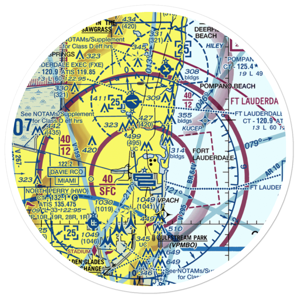 Downtown Fort Lauderdale Heliport (DT1) VFR Sectional Sticker (30 mile) 