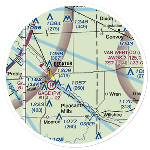 Decatur HI-Way Airfield (DCR) VFR Sectional Sticker (20 mile)