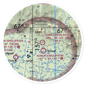 Dahl Creek Airport (DCK) VFR Sectional Sticker (20 mile)