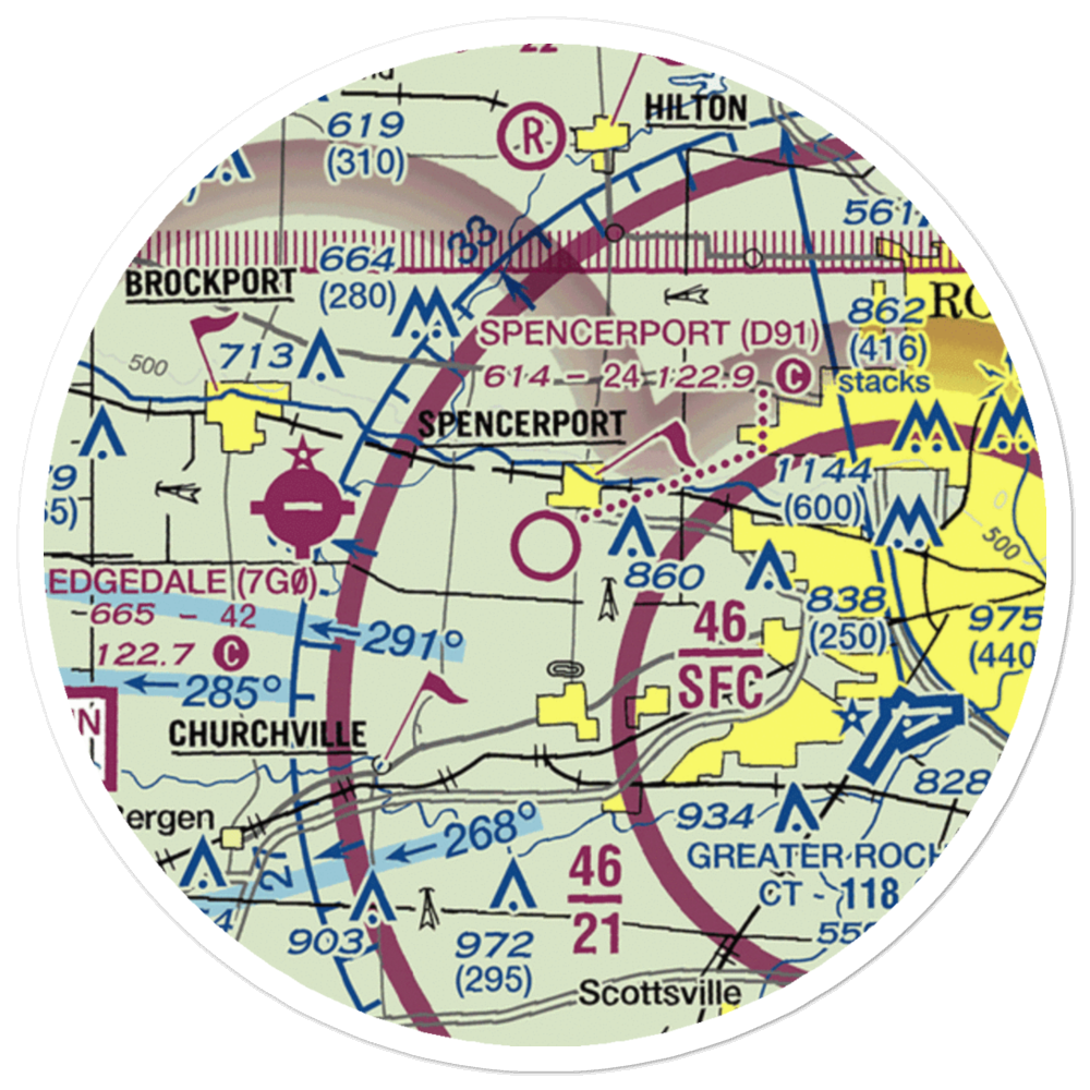 Spencerport Airpark (D91) VFR Sectional Sticker (20 mile) 