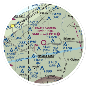 Pratt's Eastern Divide Airport (D88) VFR Sectional Sticker (20 mile)