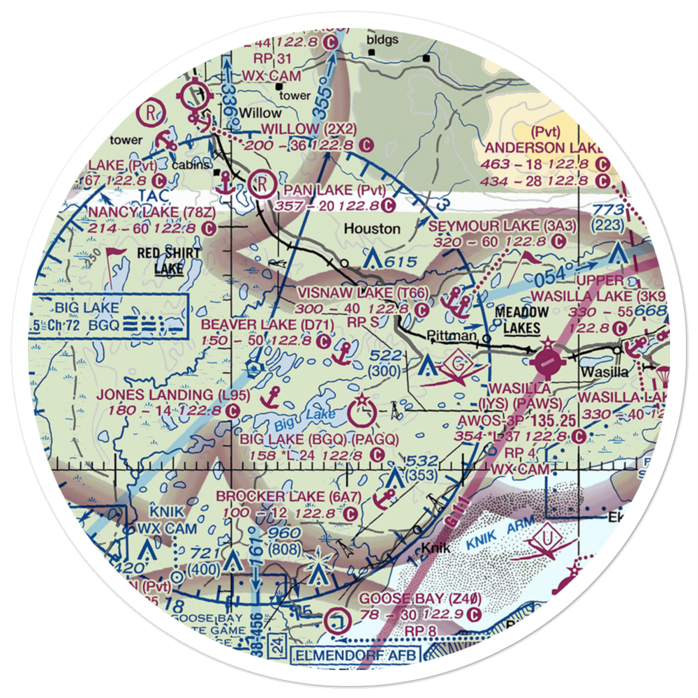 Beaver Lake Seaplane Base (D71) VFR Sectional Sticker (30 mile) 