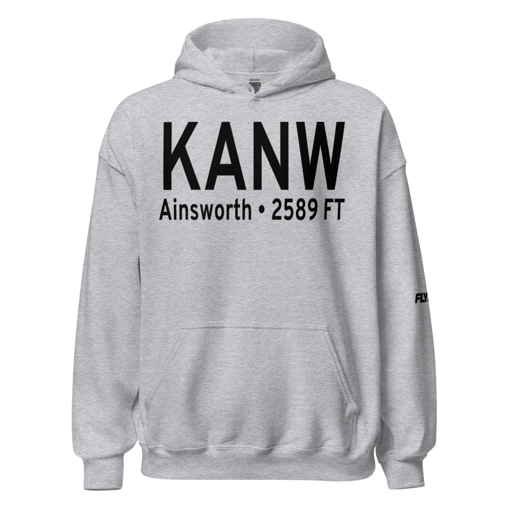 Ainsworth Regional Airport (KANW) ICAO Hoodie Sweatshirt 