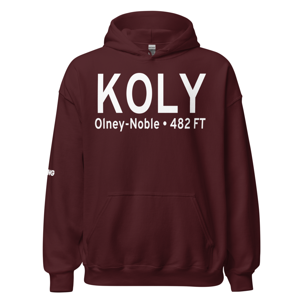 Olney Noble Airport (KOLY) ICAO Hoodie Sweatshirt 