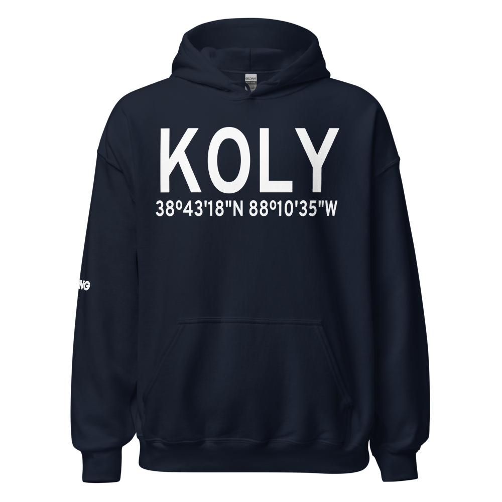 Olney Noble Airport (KOLY) ICAO Hoodie Sweatshirt 