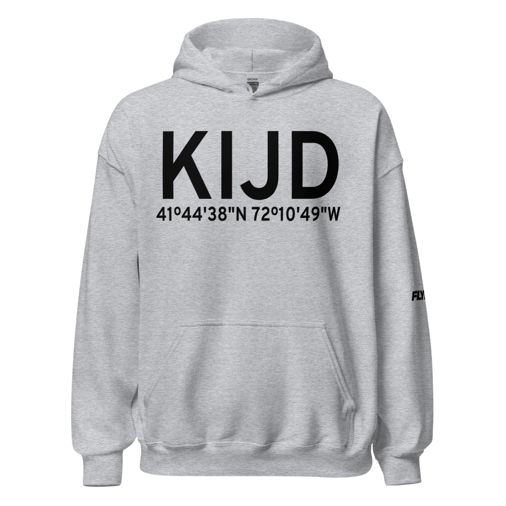Windham Airport (KIJD) ICAO Hoodie Sweatshirt 