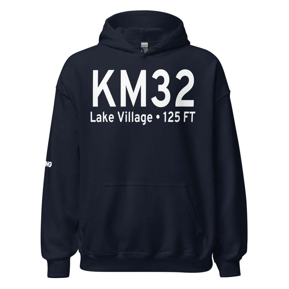 Lake Village Municipal Airport (KM32) ICAO Hoodie Sweatshirt 