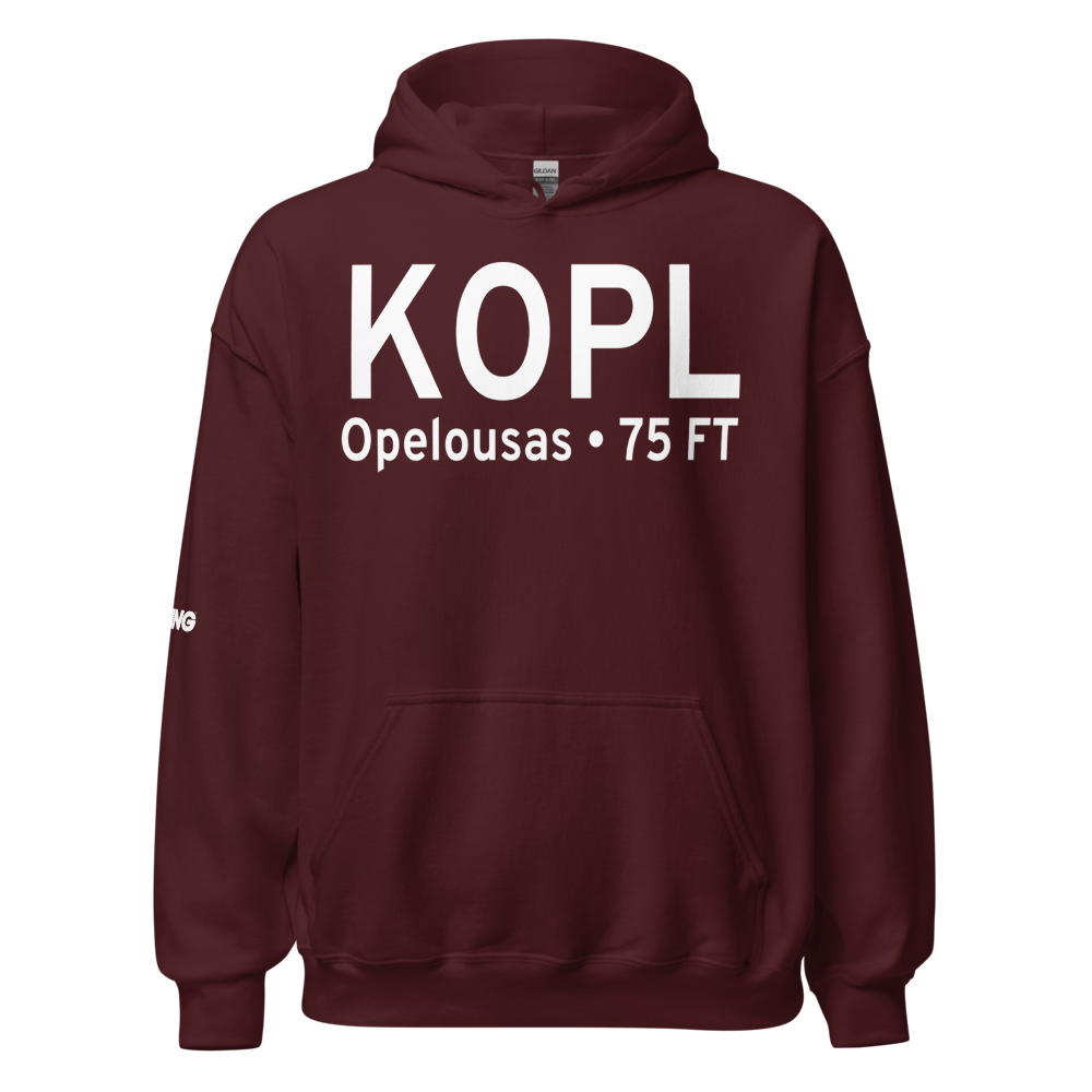St Landry Parish Ahart Field (KOPL) ICAO Hoodie Sweatshirt 