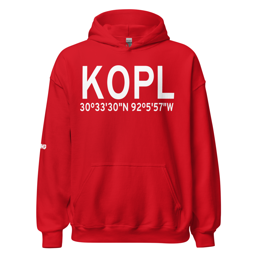 St Landry Parish Ahart Field (KOPL) ICAO Hoodie Sweatshirt 
