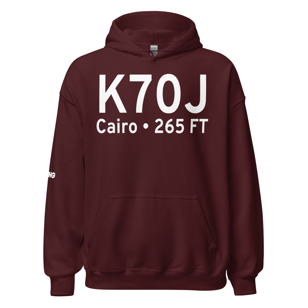 Cairo Grady County Airport (K70J) ICAO Hoodie Sweatshirt 