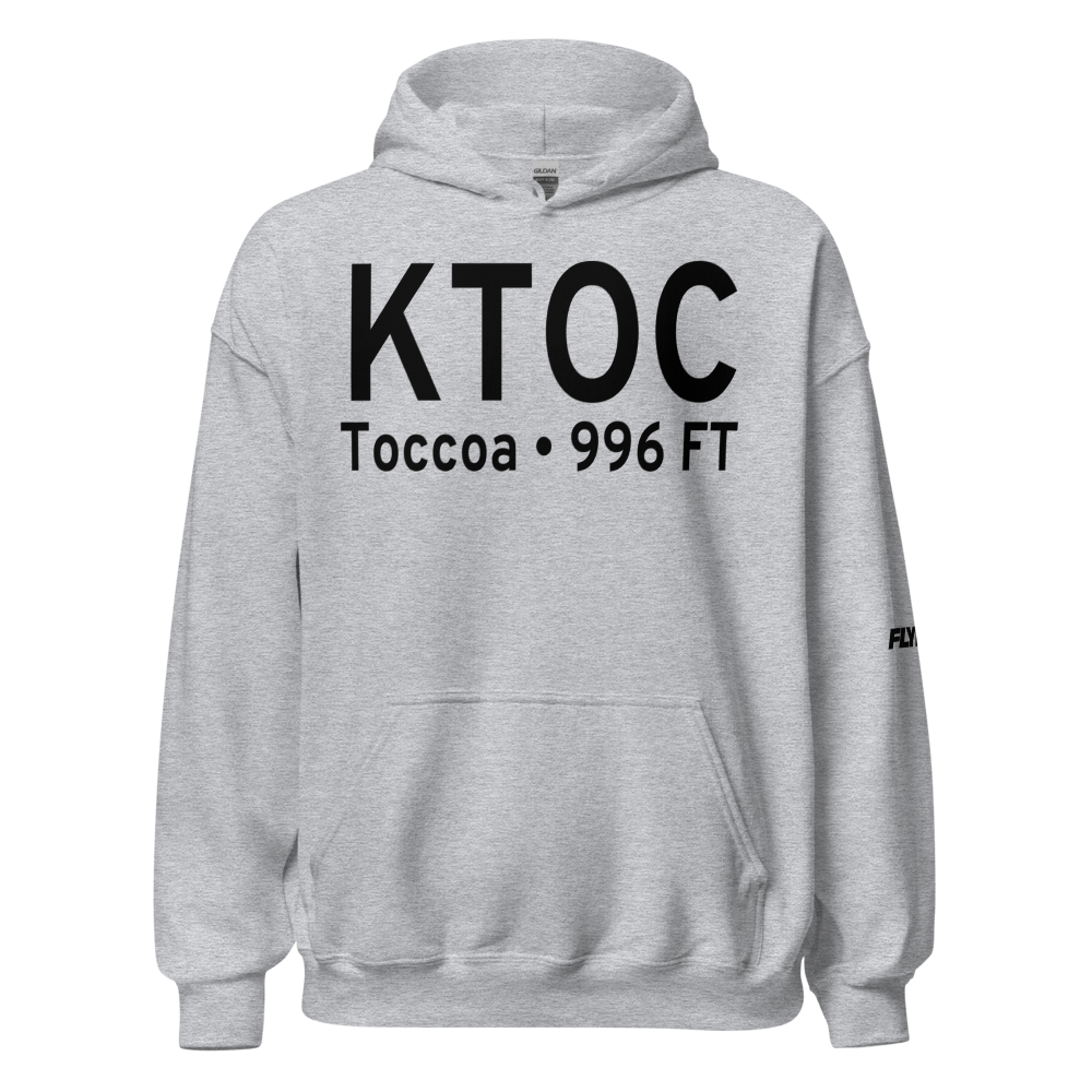 Toccoa Airport - R.G. Letourneau Field (KTOC) ICAO Hoodie Sweatshirt 
