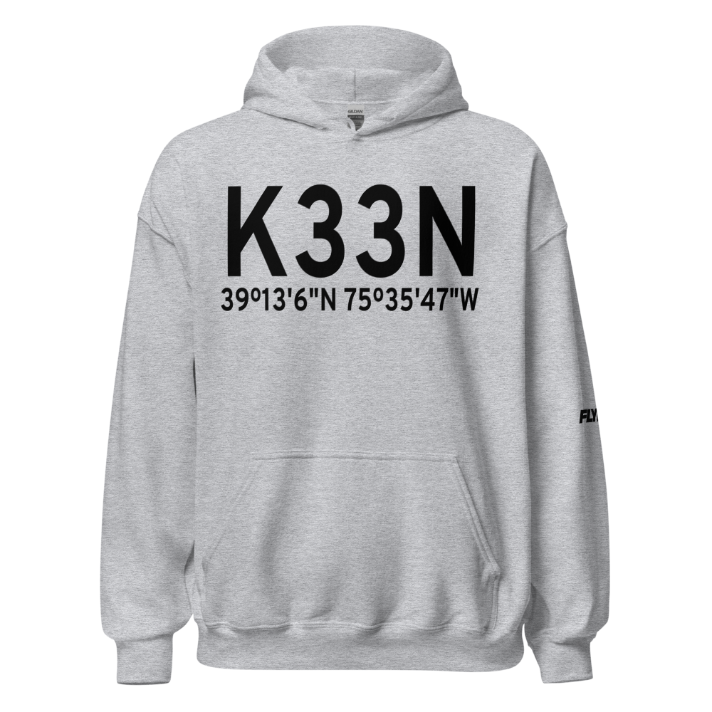 Delaware Airpark (K33N) ICAO Hoodie Sweatshirt 