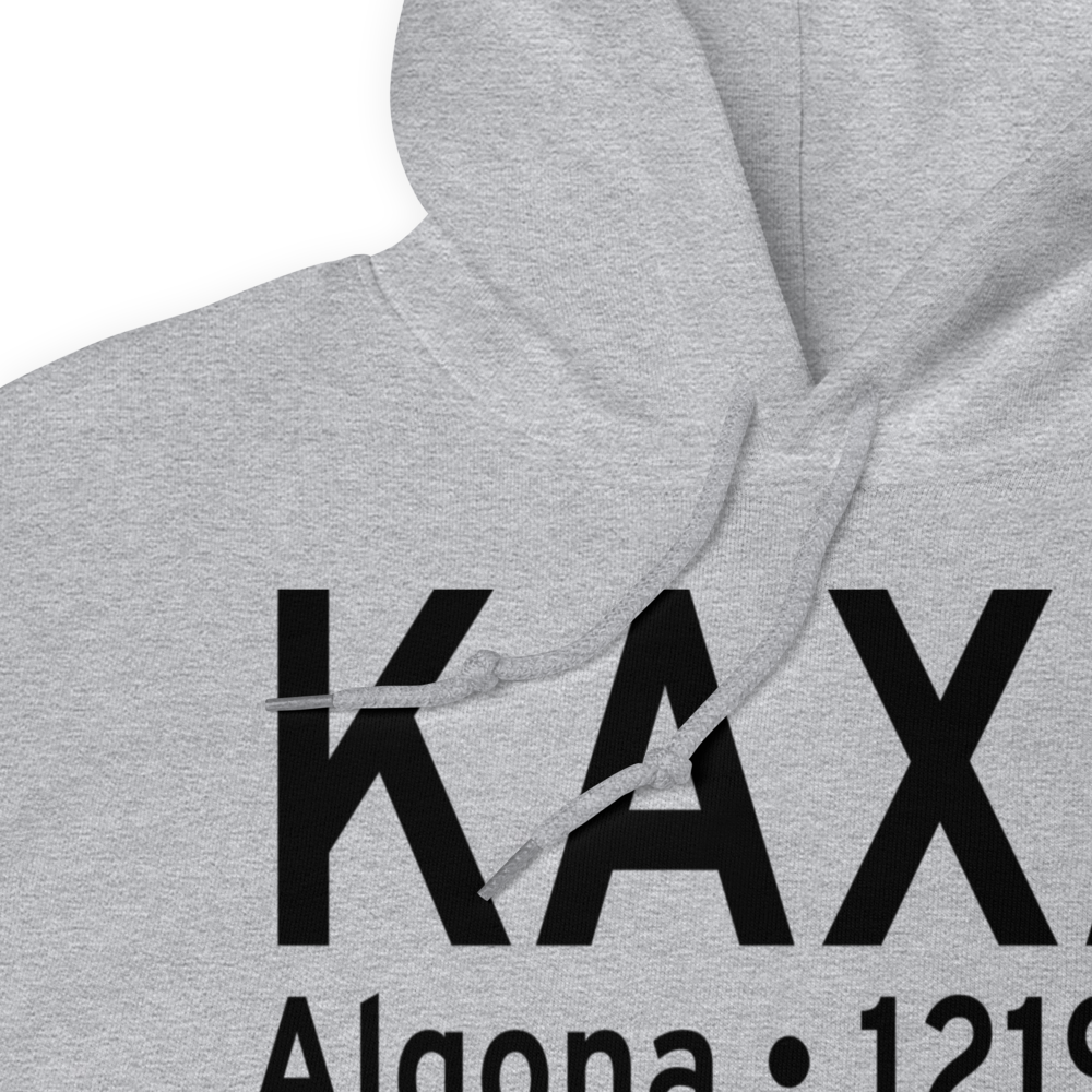 Algona Municipal Airport (KAXA) ICAO Hoodie Sweatshirt 