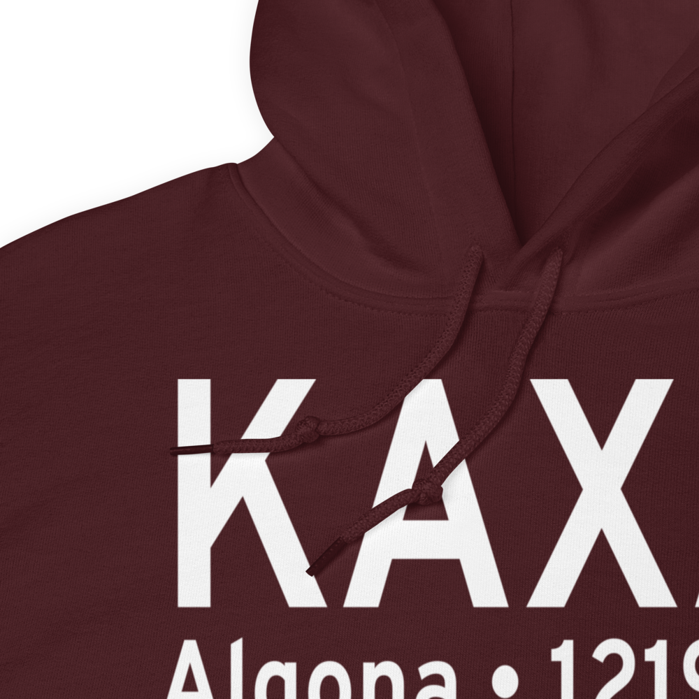Algona Municipal Airport (KAXA) ICAO Hoodie Sweatshirt 