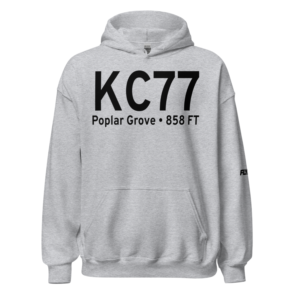 Poplar Grove Airport (KC77) ICAO Hoodie Sweatshirt 