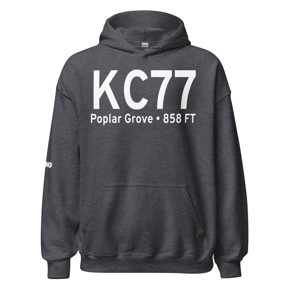 Poplar Grove Airport (KC77) ICAO Hoodie Sweatshirt 