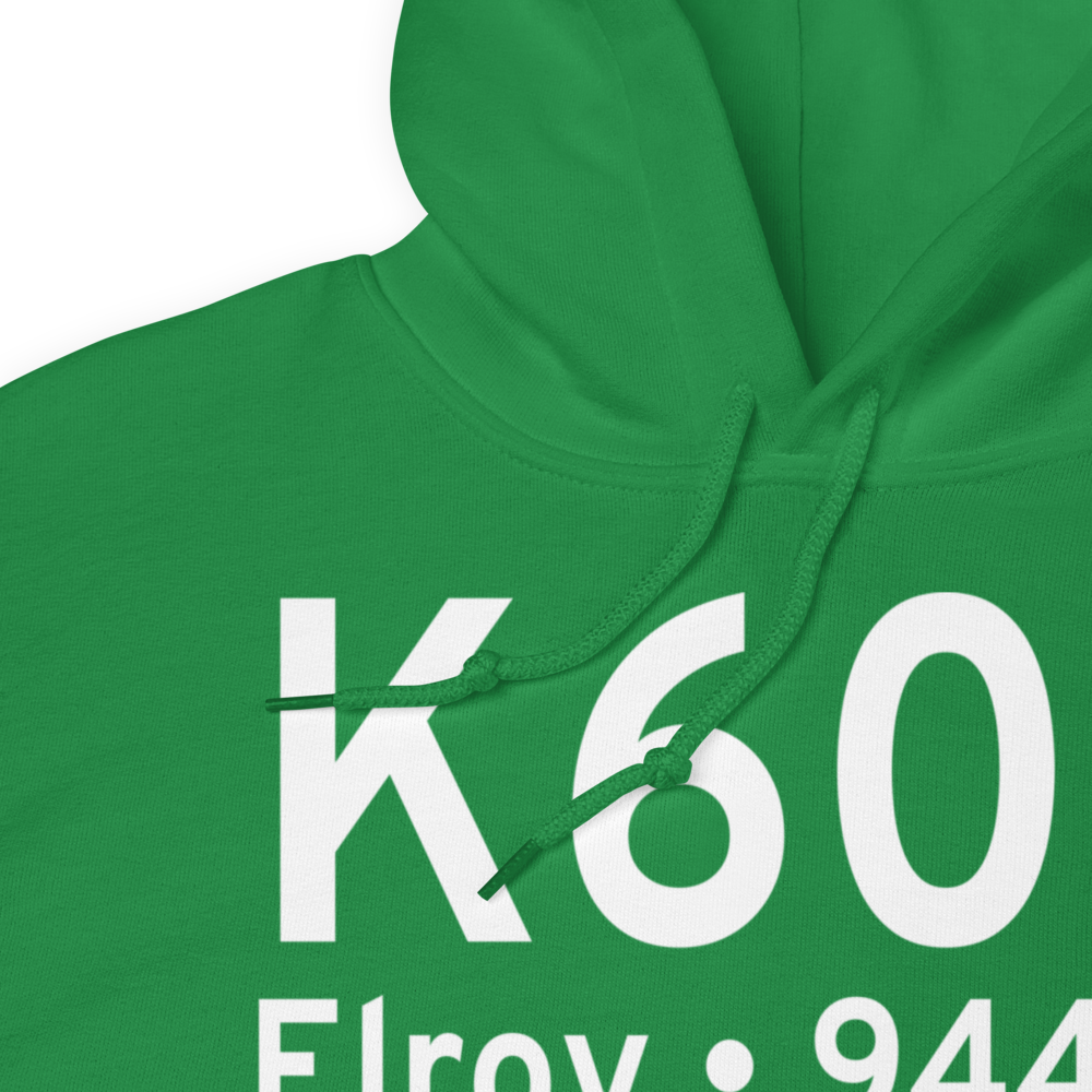 Elroy Municipal Airport (K60C) ICAO Hoodie Sweatshirt 