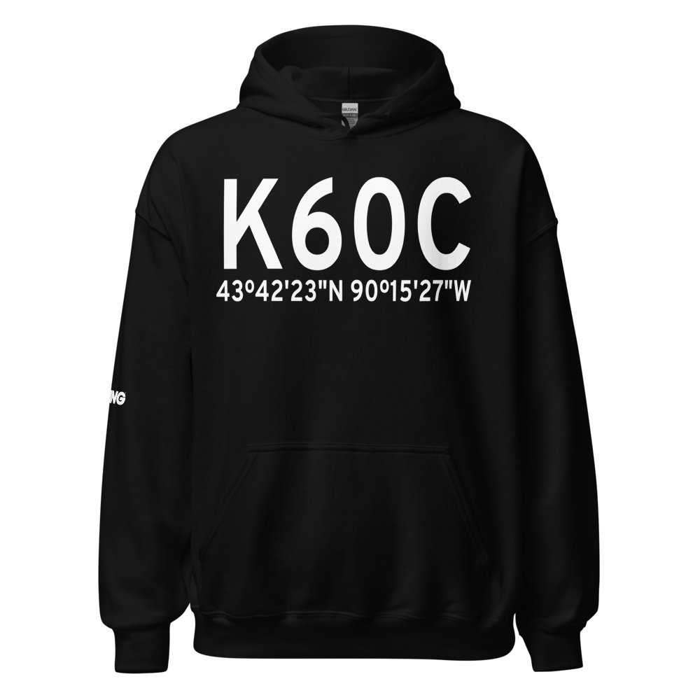 Elroy Municipal Airport (K60C) ICAO Hoodie Sweatshirt 