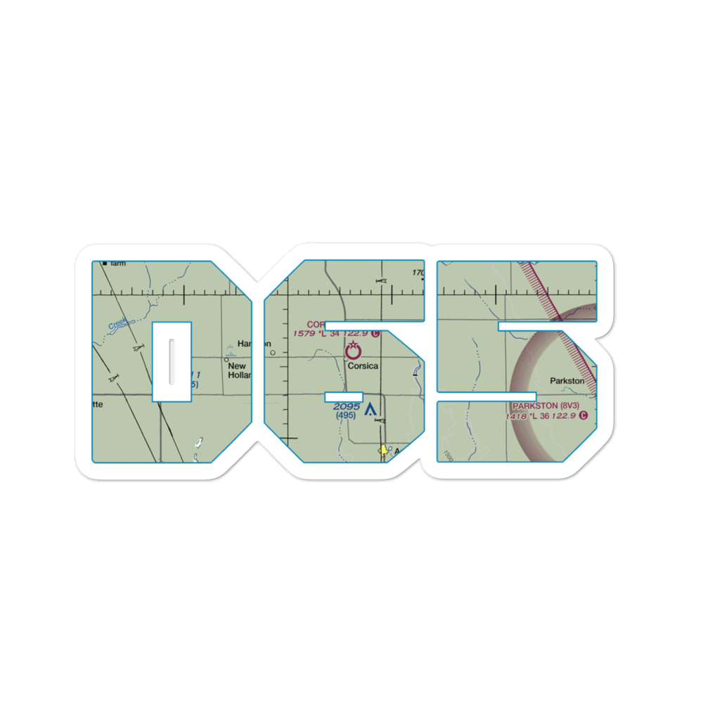 Corsica Municipal Airport (D65) VFR Sectional Sticker 
