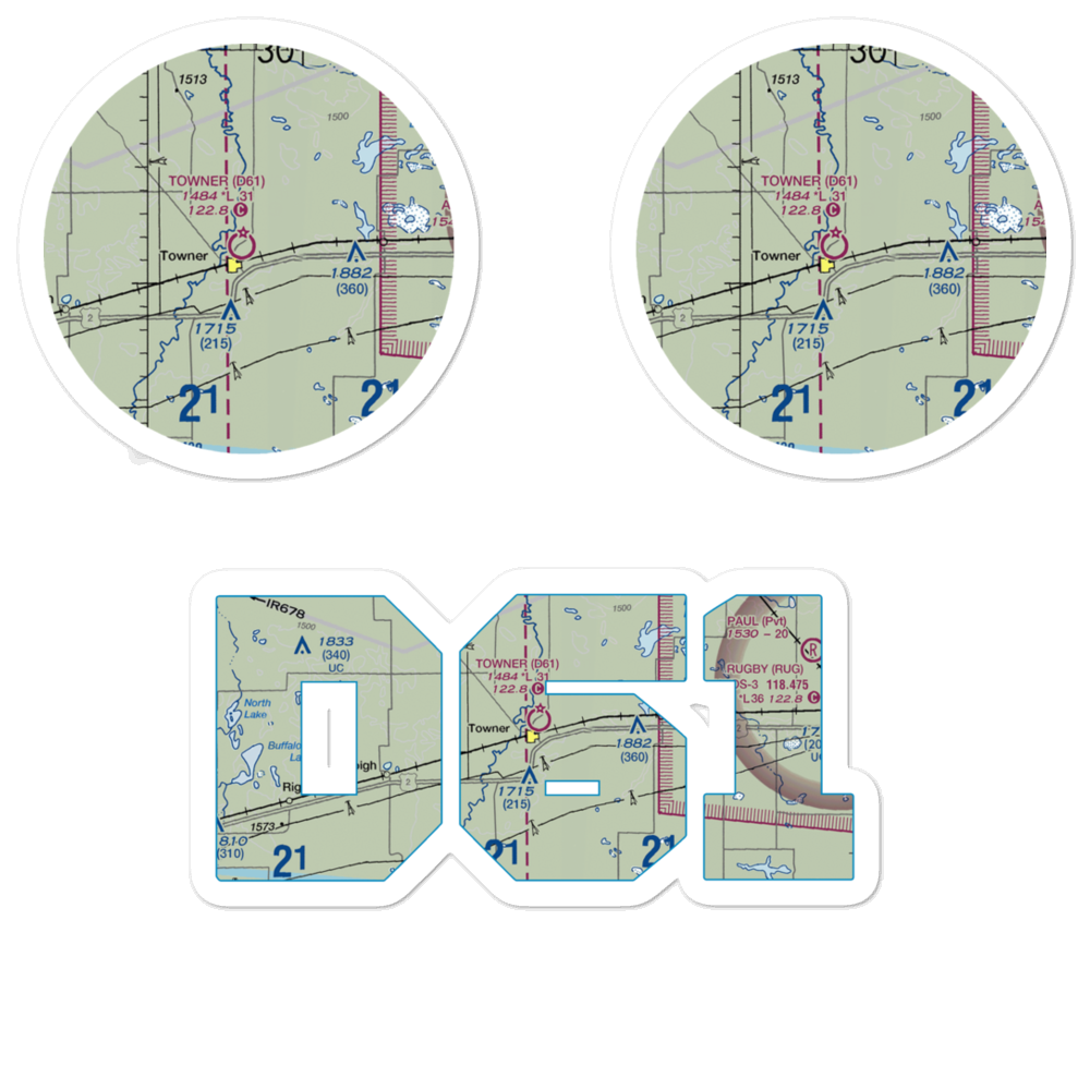 Towner Municipal Airport (D61) VFR Sectional Sticker Pack 