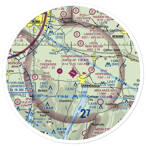 Canandaigua Airport (IUA) VFR Sectional Sticker (30 mile)