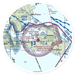 Drummond Island / Yacht Haven SPB (D22) VFR Sectional Sticker (30 mile)